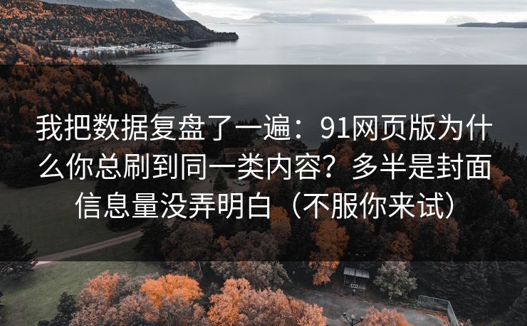 我把数据复盘了一遍：91网页版为什么你总刷到同一类内容？多半是封面信息量没弄明白（不服你来试）