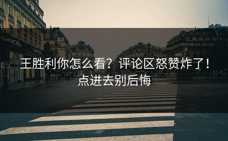 王胜利你怎么看？评论区怒赞炸了！点进去别后悔