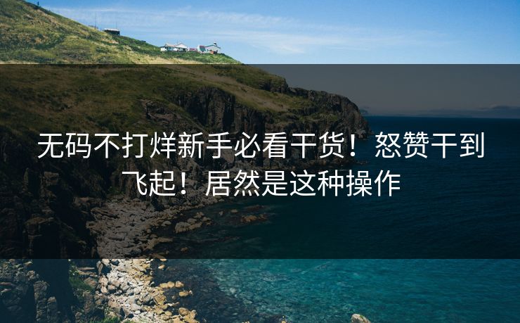 无码不打烊新手必看干货！怒赞干到飞起！居然是这种操作