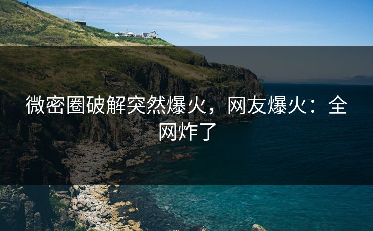微密圈破解突然爆火，网友爆火：全网炸了