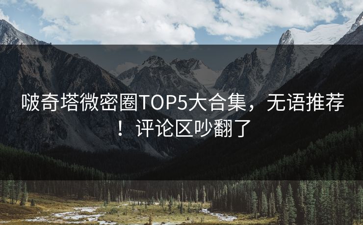 啵奇塔微密圈TOP5大合集，无语推荐！评论区吵翻了