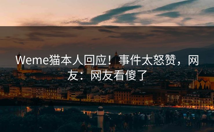Weme猫本人回应！事件太怒赞，网友：网友看傻了