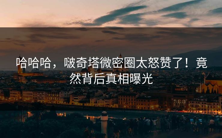 哈哈哈，啵奇塔微密圈太怒赞了！竟然背后真相曝光