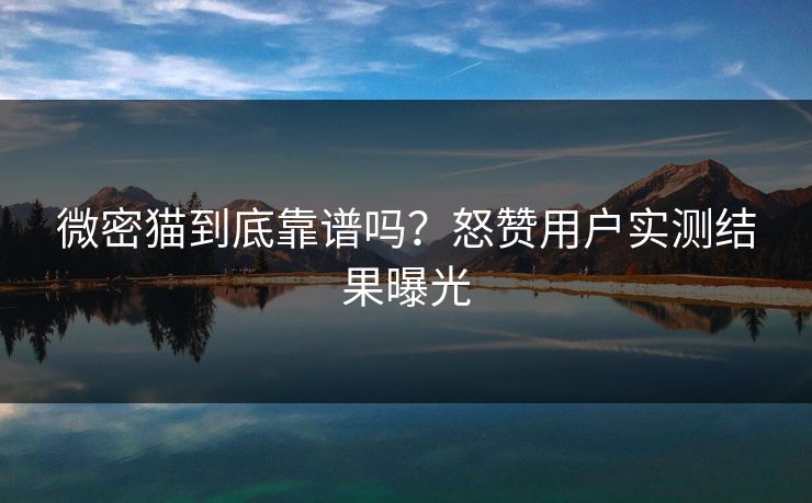 微密猫到底靠谱吗？怒赞用户实测结果曝光
