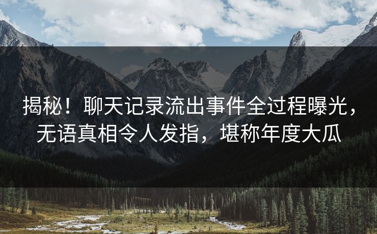 揭秘！聊天记录流出事件全过程曝光，无语真相令人发指，堪称年度大瓜