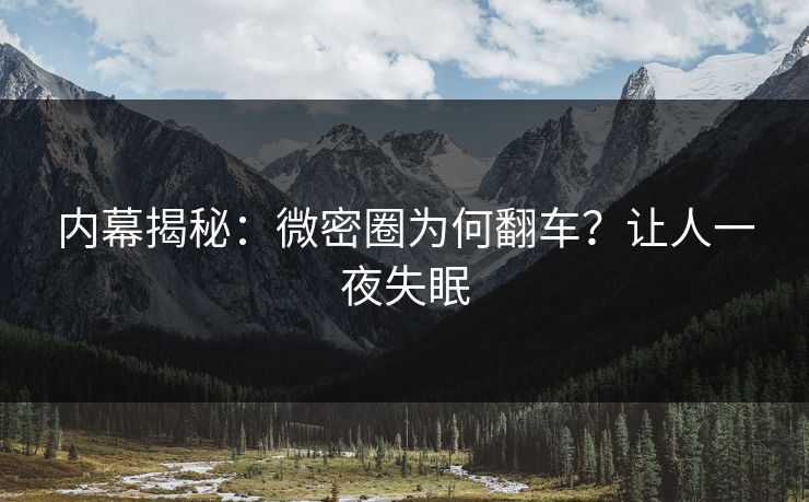 内幕揭秘：微密圈为何翻车？让人一夜失眠