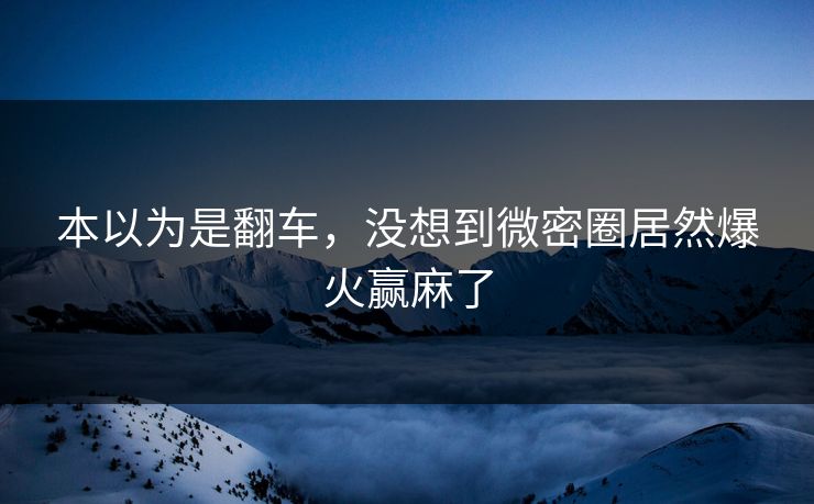 本以为是翻车，没想到微密圈居然爆火赢麻了