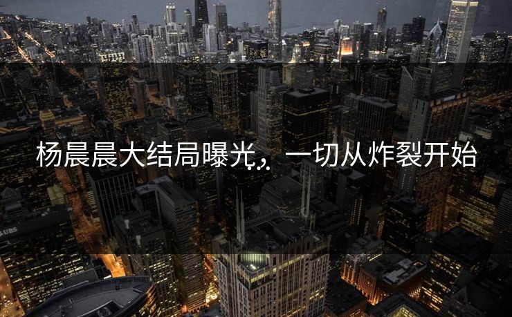 杨晨晨大结局曝光，一切从炸裂开始…
