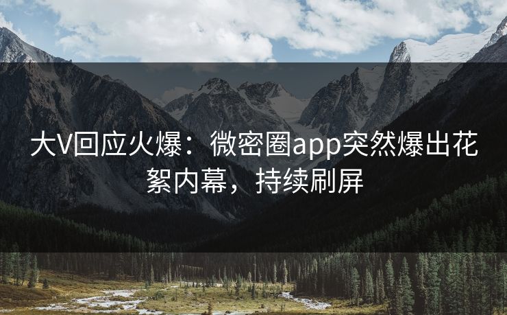 大V回应火爆：微密圈app突然爆出花絮内幕，持续刷屏