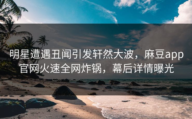 明星遭遇丑闻引发轩然大波，麻豆app官网火速全网炸锅，幕后详情曝光