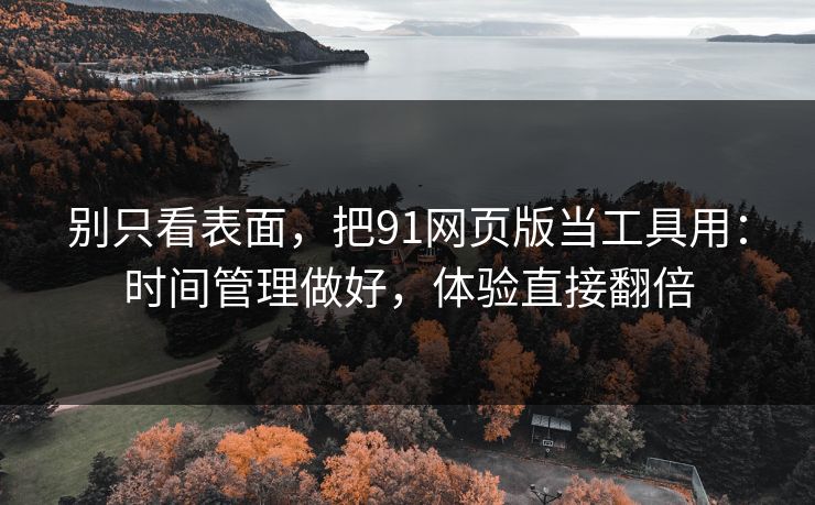 别只看表面，把91网页版当工具用：时间管理做好，体验直接翻倍